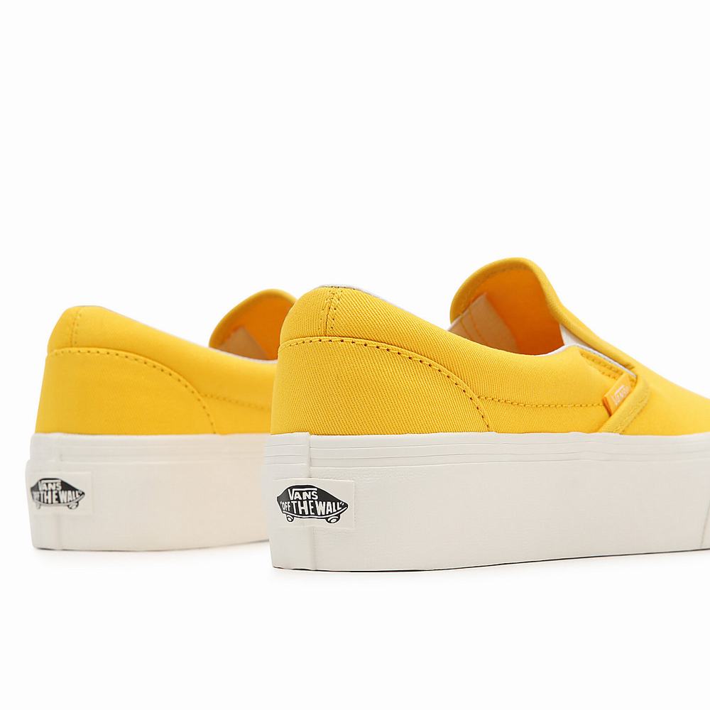 Zapatos Slip On Vans Twill Classic Slip-On Platform Mujer Amarillo | BPO675218