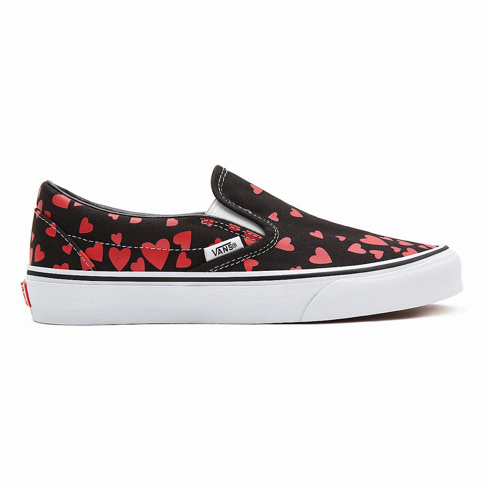 Zapatos Slip On Vans Valentines Hearts Classic Mujer Negras | CZO342605