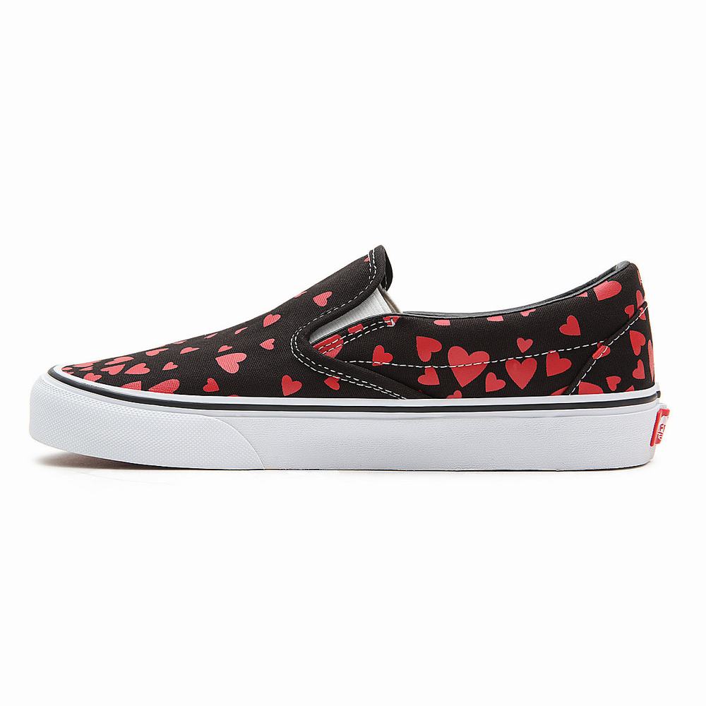 Zapatos Slip On Vans Valentines Hearts Classic Mujer Negras | CZO342605