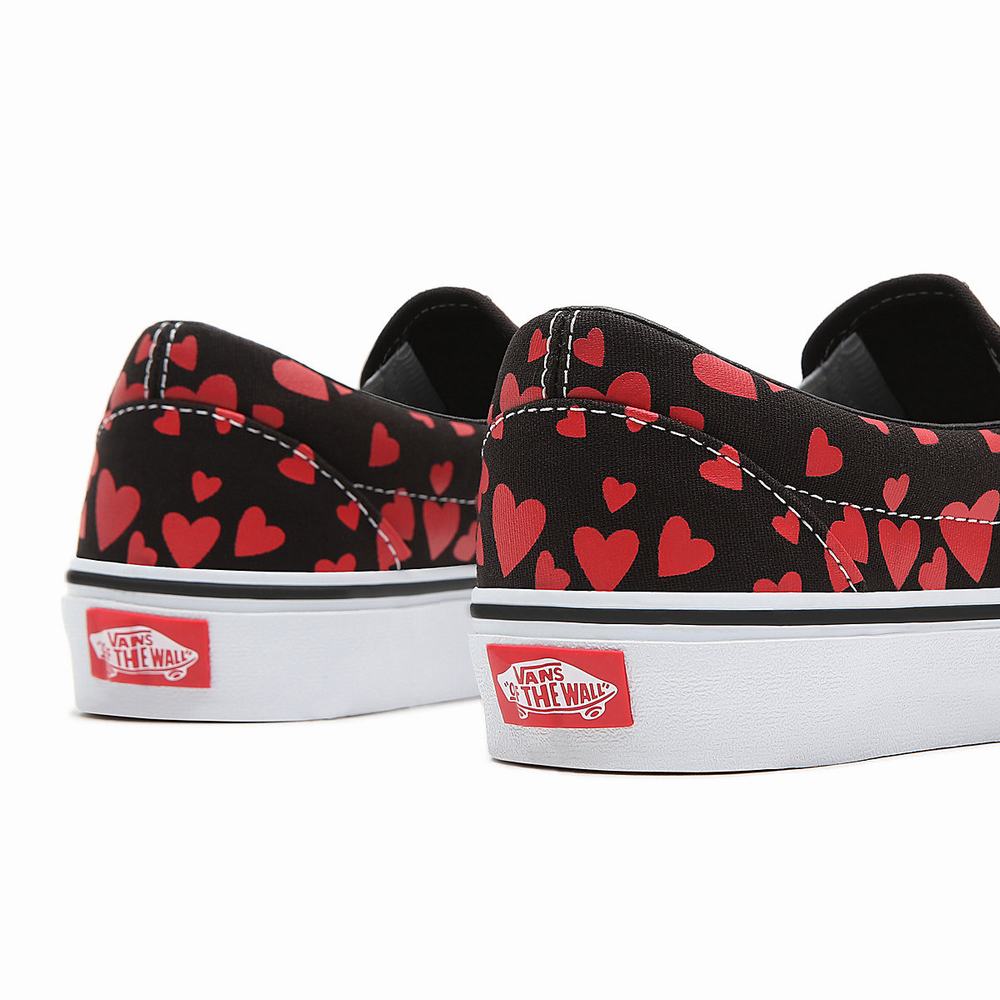 Zapatos Slip On Vans Valentines Hearts Classic Mujer Negras | CZO342605