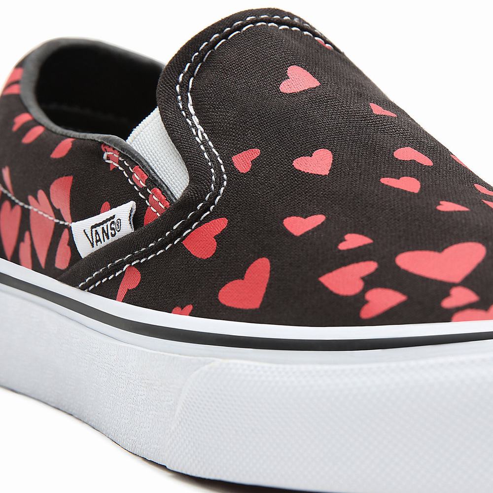 Zapatos Slip On Vans Valentines Hearts Classic Mujer Negras | CZO342605