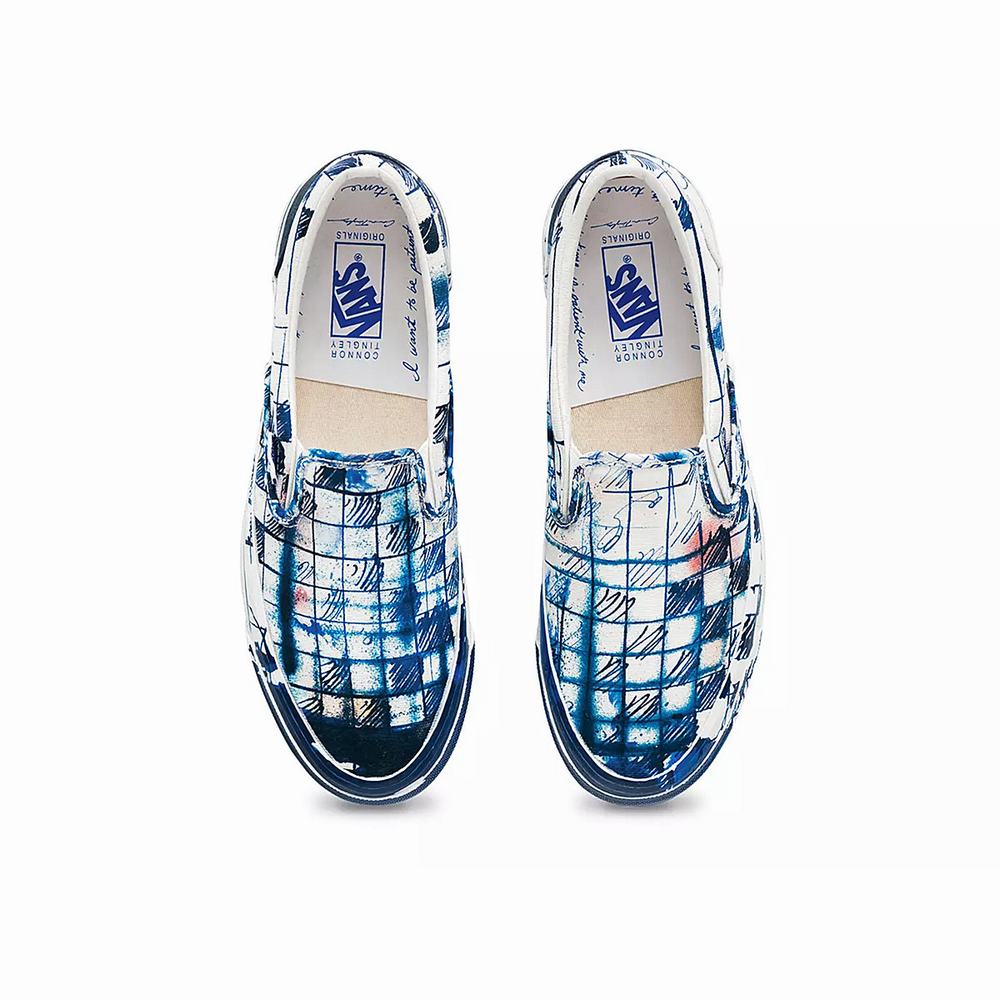 Zapatos Slip On Vans Vault By Vans x Connor Tingley Classic Slip-On LX Hombre Azules/Blancas | POD529847