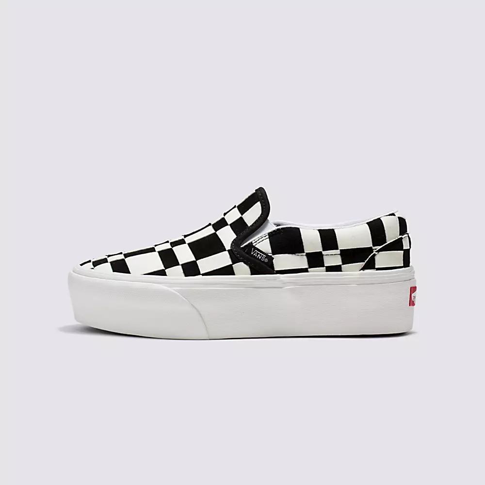 Zapatos Slip On Vans Woven Check Classic Slip-on Stackform Mujer Negras/Blancas | SEU649718