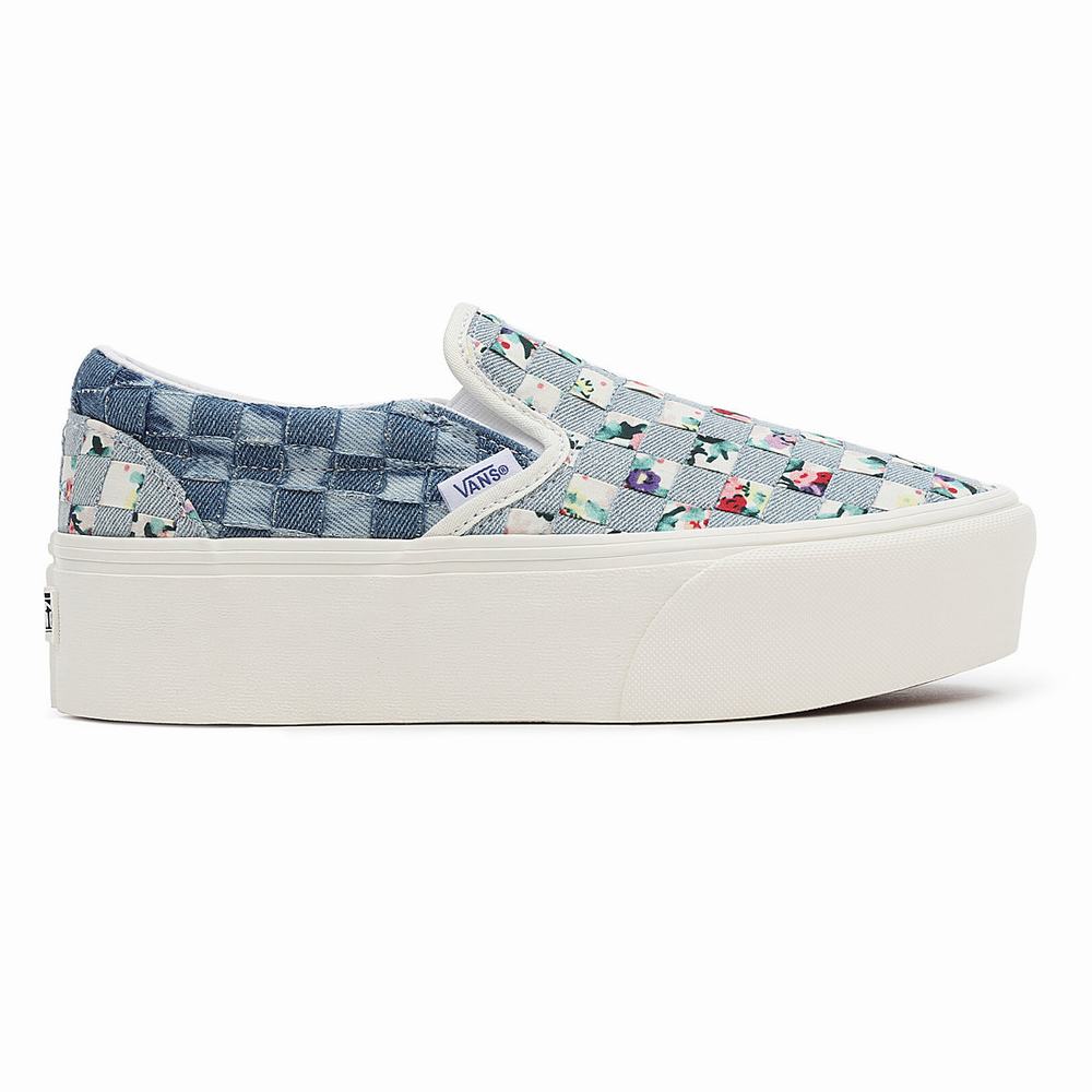 Zapatos Slip On Vans Woven Classic Slip-On Stackform Mujer Azules/Multicolor | TSV364951