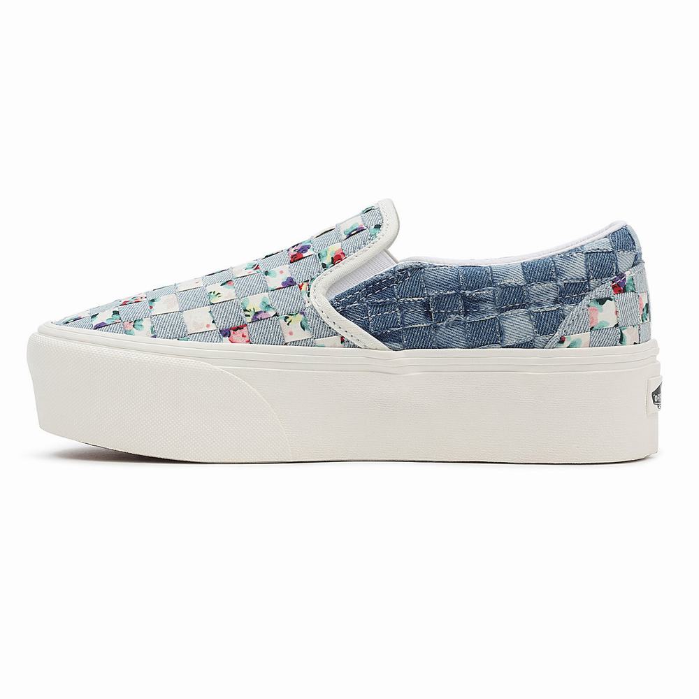 Zapatos Slip On Vans Woven Classic Slip-On Stackform Mujer Azules/Multicolor | TSV364951