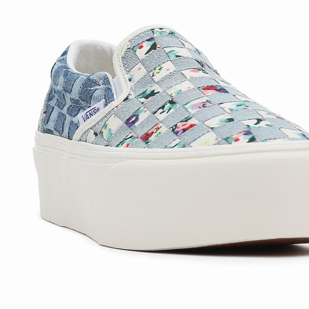 Zapatos Slip On Vans Woven Classic Slip-On Stackform Mujer Azules/Multicolor | TSV364951