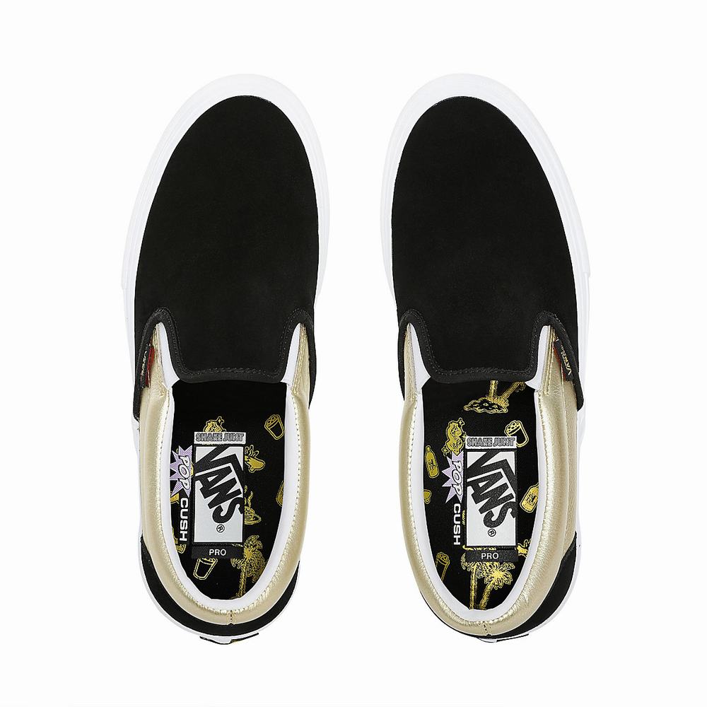 Zapatos Slip On Vans x Shake Junt Slip-On Pro Mujer Negras/Doradas | KHI435027