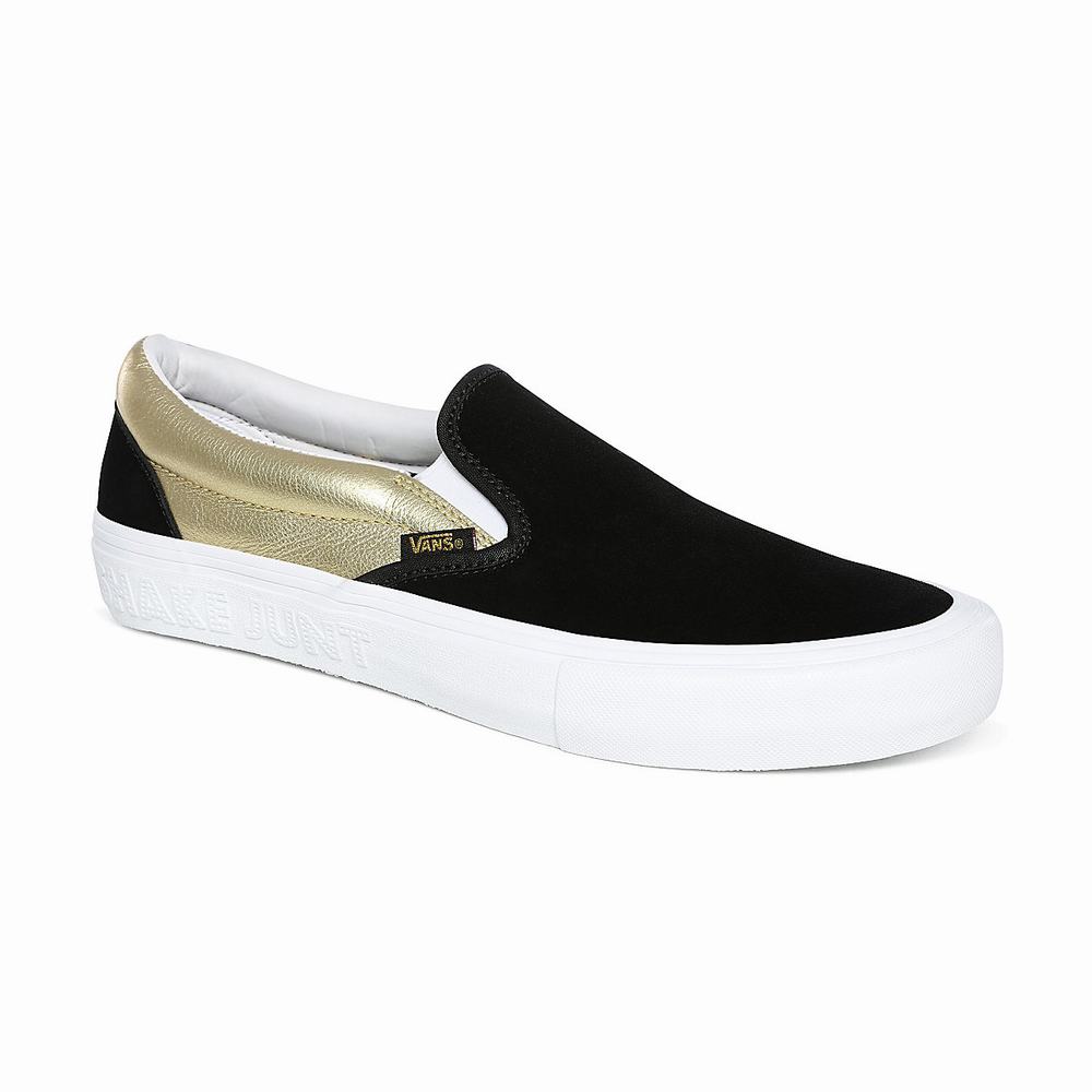 Zapatos Slip On Vans x Shake Junt Slip-On Pro Mujer Negras/Doradas | KHI435027