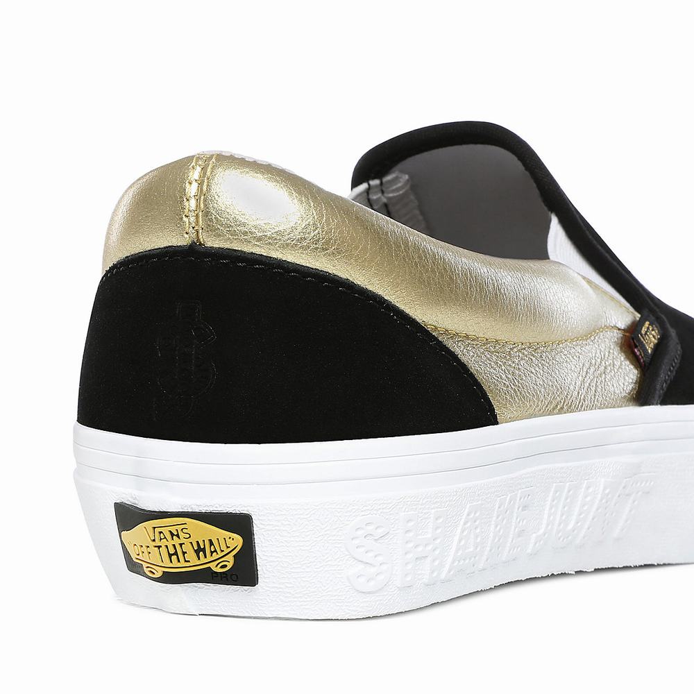 Zapatos Slip On Vans x Shake Junt Slip-On Pro Mujer Negras/Doradas | KHI435027