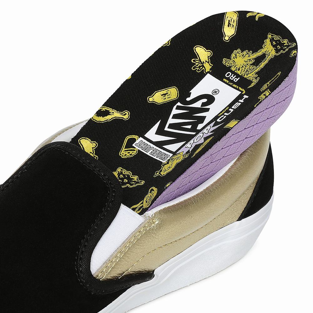 Zapatos Slip On Vans x Shake Junt Slip-On Pro Mujer Negras/Doradas | KHI435027