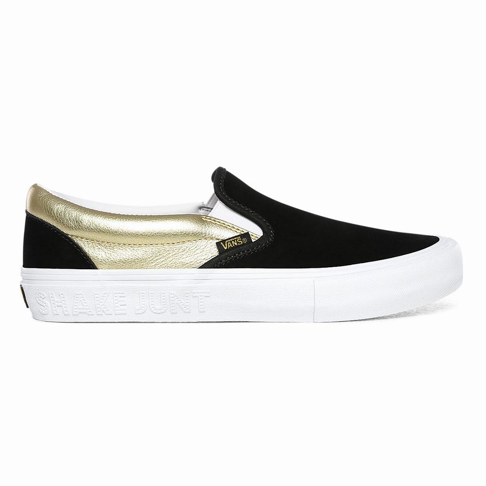 Zapatos Slip On Vans x Shake Junt Slip-On Pro Hombre Negras/Doradas | PZY581496