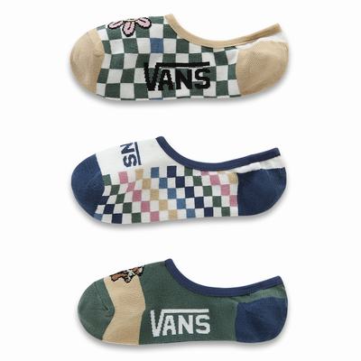 Calcetines Vans Checker Buddies Canoodle (3 Pairs) Mujer Azules | KXI950638