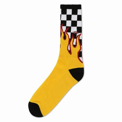 Calcetines Vans Flame Check Crew (1 pair) Hombre Negras | AYD136495