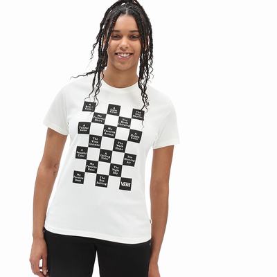 Camiseta Vans Checkerboard 21 Mujer Blancas | TER108265