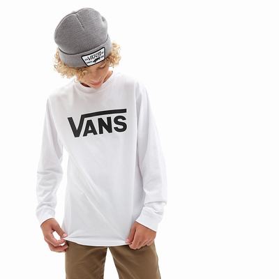 Camiseta Vans Classic Long Sleeve (8-14 years) Niños Blancas | IDR702639