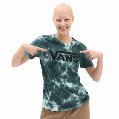 Camiseta Vans Cloud Wash Logo Crew Mujer Azules | AOX496705