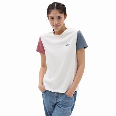 Camiseta Vans Colourblock Crew Mujer Rosas | TEG836914