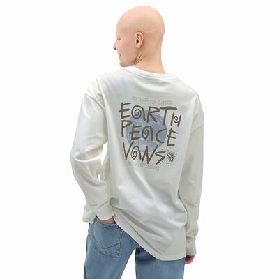 Camiseta Vans Earth Peace Vans Oversized Long Sleeve Mujer Blancas | DOE015287