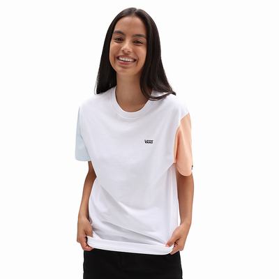 Camiseta Vans Left Chest Colorblock Mujer Blancas | VTO187503