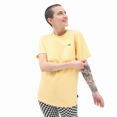 Camiseta Vans Left Chest Logo Mujer Amarillo | BLY683705