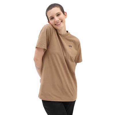 Camiseta Vans Left Chest Logo Mujer Marrones | NLM175084