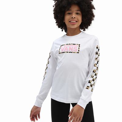 Camiseta Vans Leopard Box (8-14 years) Niños Blancas | ECV809142