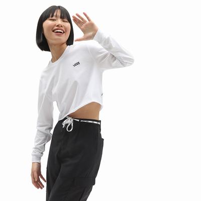 Camiseta Vans Long Sleeve Cropped Mujer Blancas | MYF576912