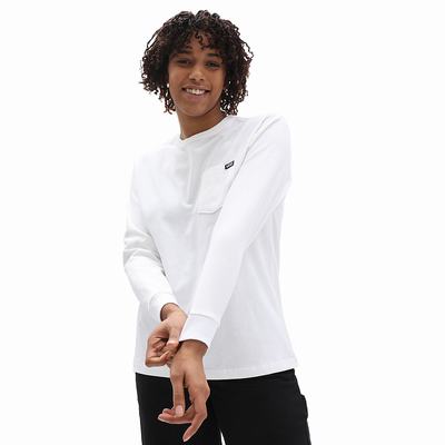 Camiseta Vans Long Sleeve OTW Pocket Mujer Blancas | QUL278314