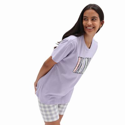 Camiseta Vans Mixed Up Gingham Boyfriend Mujer Moradas | TFJ942850