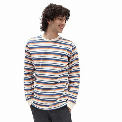 Camiseta Vans Off The Wall Classic Stripe Pocket Hombre Blancas | ISX608741