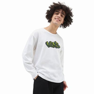 Camiseta Vans Off The Wall Estampadas Loose Long Sleeve Hombre Blancas | YXH821469