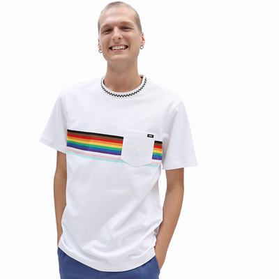 Camiseta Vans Pride Knit Crew Hombre Blancas | YJX172689