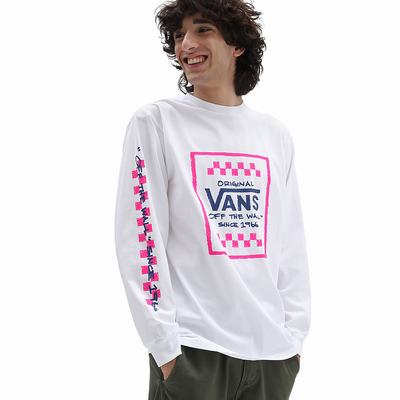 Camiseta Vans Sketchy Past Longe Sleeve Hombre Blancas | FXM832170