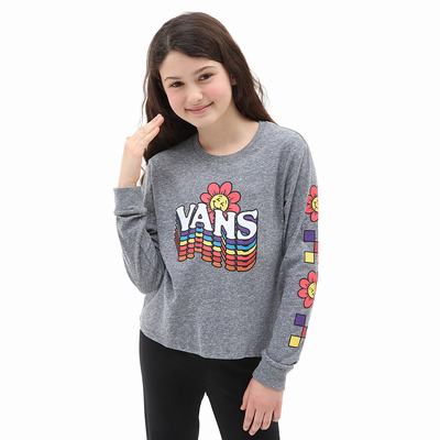 Camiseta Vans Smile Repeater Long Sleeve Shorty Tee (8-14 years) Niños Gris | OMJ674039