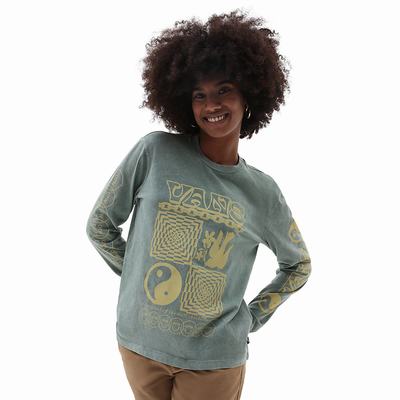 Camiseta Vans Symbolism Long Sleeve BFF Mujer Verde | WEI160754