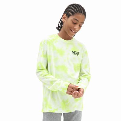 Camiseta Vans Tie Dye Long Sleeve (8-14 years) Niños Amarillo/Blancas | UWT104586