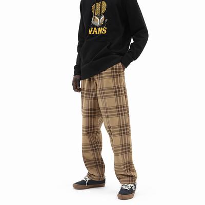 Pantalones Vans Range Plaid Baggy Tapered Hombre Beige | NOG834609