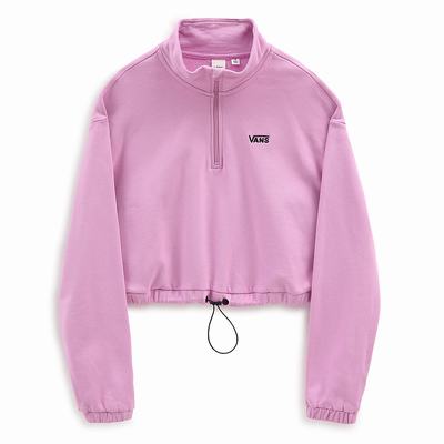 Sudaderas Vans Left Chest Half Zip Fleece Mujer Rosas | GMT598732