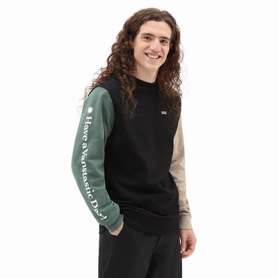 Sudaderas Vans tastic Opposite Long Sleeve Hombre Negras/Verde | SLV812064