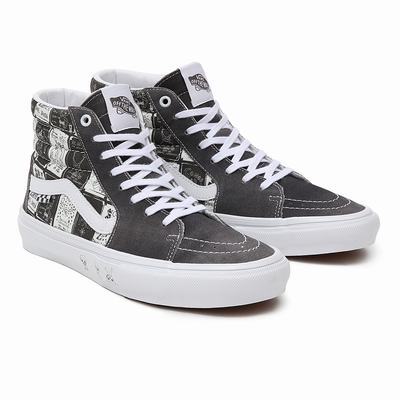 Tenis Botas Vans Daniel Johnston Skate SK8-Hi Hombre Gris | OCU904685