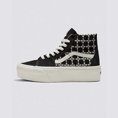 Tenis Botas Vans Denim Mix Sk8-Hi Tapered Stackform Mujer Negras | DNU480516