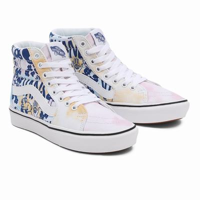 Tenis Botas Vans Pastel Tie Dye ComfyCush Sk8-Hi Mujer Azules/Blancas | IKR083165