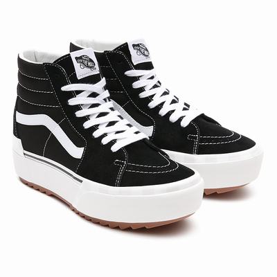 Tenis Botas Vans Sk8-Hi Stacked Suede/Canvas Mujer Negras | QPO409637