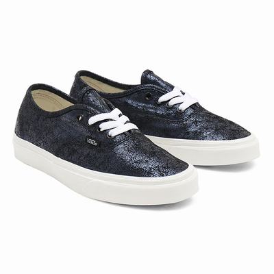 Tenis Vans Cracked Leather Authentic Mujer Negras | MOG205387