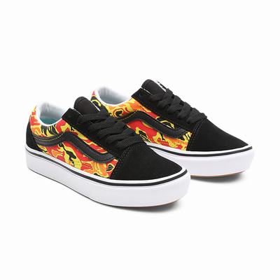 Tenis Vans Flame Camo ComfyCush Old Skool (4-8 years) Niños Negras/Naranjas | QYP268403