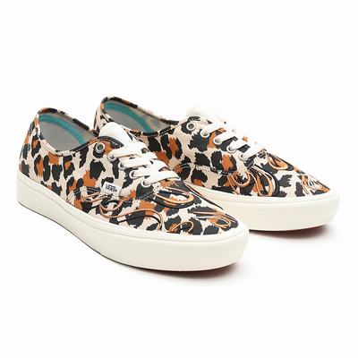 Tenis Vans Flame Embroidery ComfyCush Authentic Mujer Blancas/Marrones | VGN389215