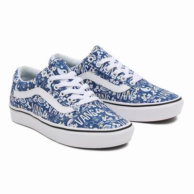 Tenis Vans Pastel Tie Dye ComfyCush Old Skool Mujer Azules/Blancas | SQD564273