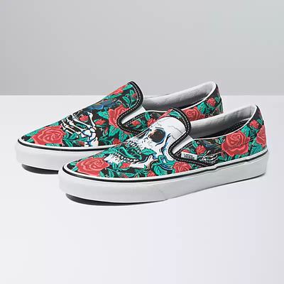 Tenis Vans Rose Skulls Classic Hombre Negras/Blancas | JIM842195