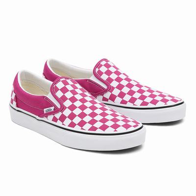 Zapatos Slip On Vans Checkerboard Classic Hombre Rosas | CHR153784