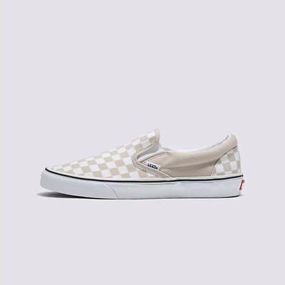 Zapatos Slip On Vans Checkerboard Classic Mujer Gris Blancas | GPI017536